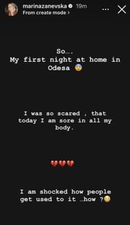 Screenshot of Maryna Zanevska's Instagram story.
